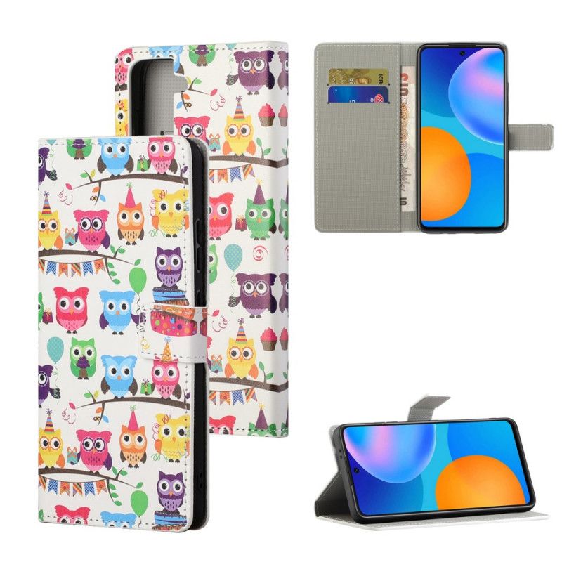 Etui Folio Samsung Galaxy S21 5G Wiele Sów Etui Ochronne