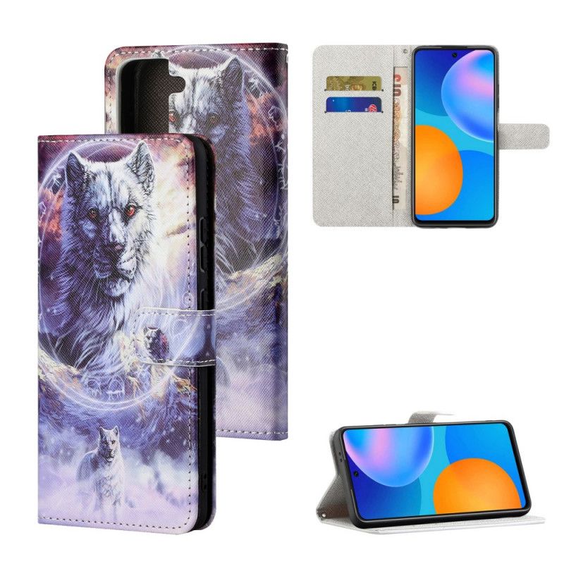 Etui Folio Samsung Galaxy S21 5G Wilk Zimą Ze Stringami