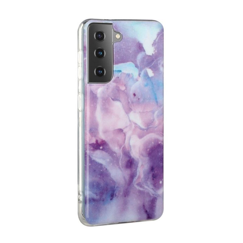 Etui Samsung Galaxy S21 5G Biały Czarny Designerski Marmur Etui Ochronne