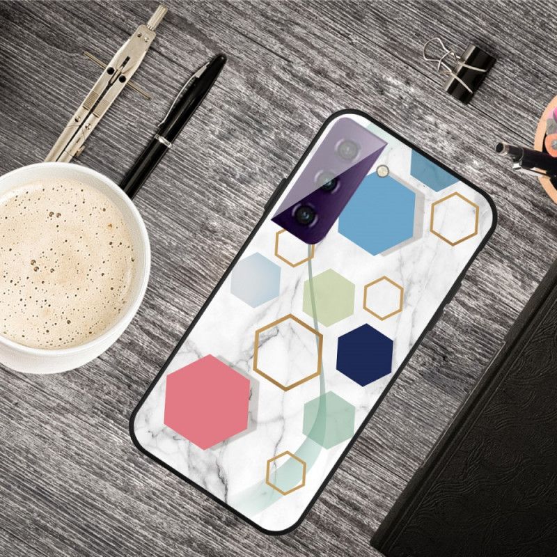 Etui Samsung Galaxy S21 5G Biały Czarny Geometria W Kolorze Marmuru