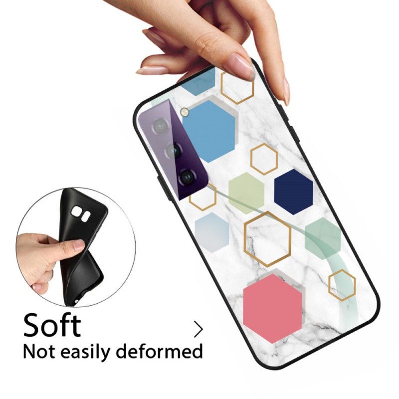 Etui Samsung Galaxy S21 5G Biały Czarny Geometria W Kolorze Marmuru