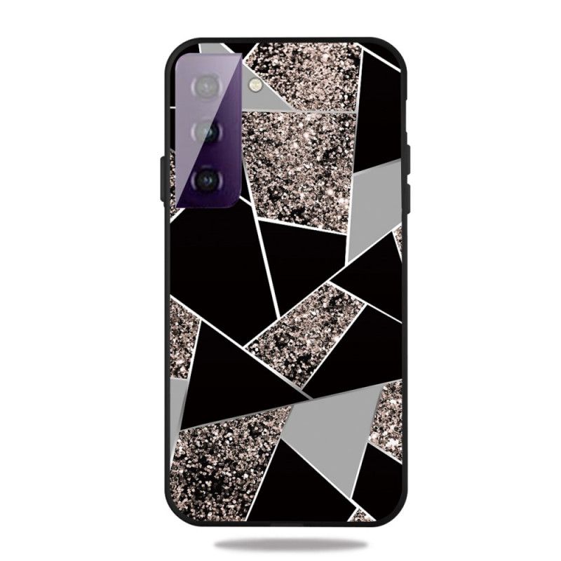 Etui Samsung Galaxy S21 5G Biały Czarny Geometria W Kolorze Marmuru