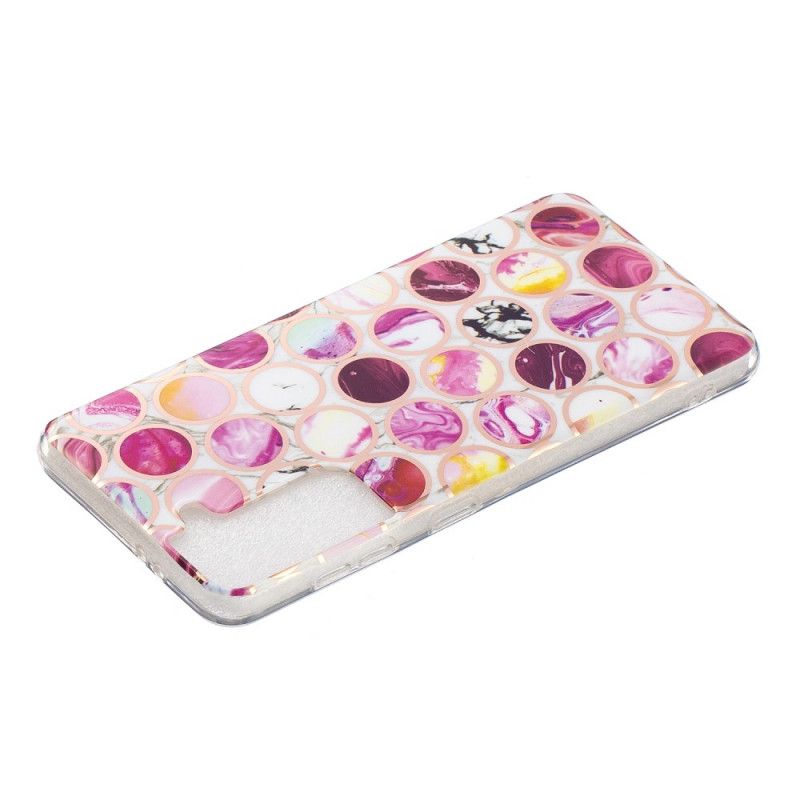 Etui Samsung Galaxy S21 5G Biały Czarny Geometryczny Marmur Etui Ochronne