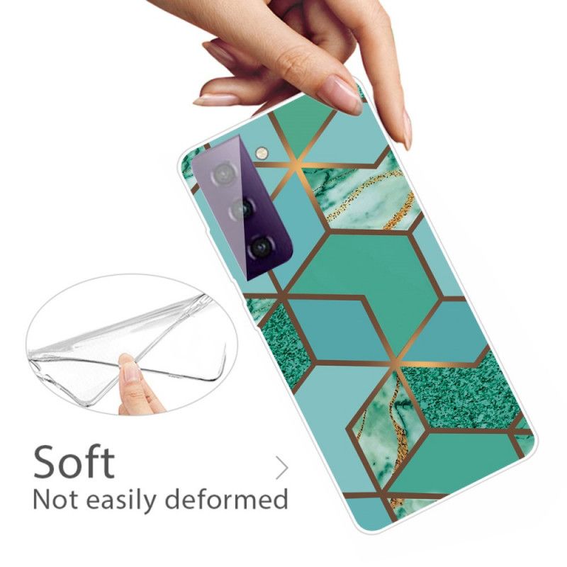 Etui Samsung Galaxy S21 5G Biały Czarny Geometryczny Marmur Etui Ochronne