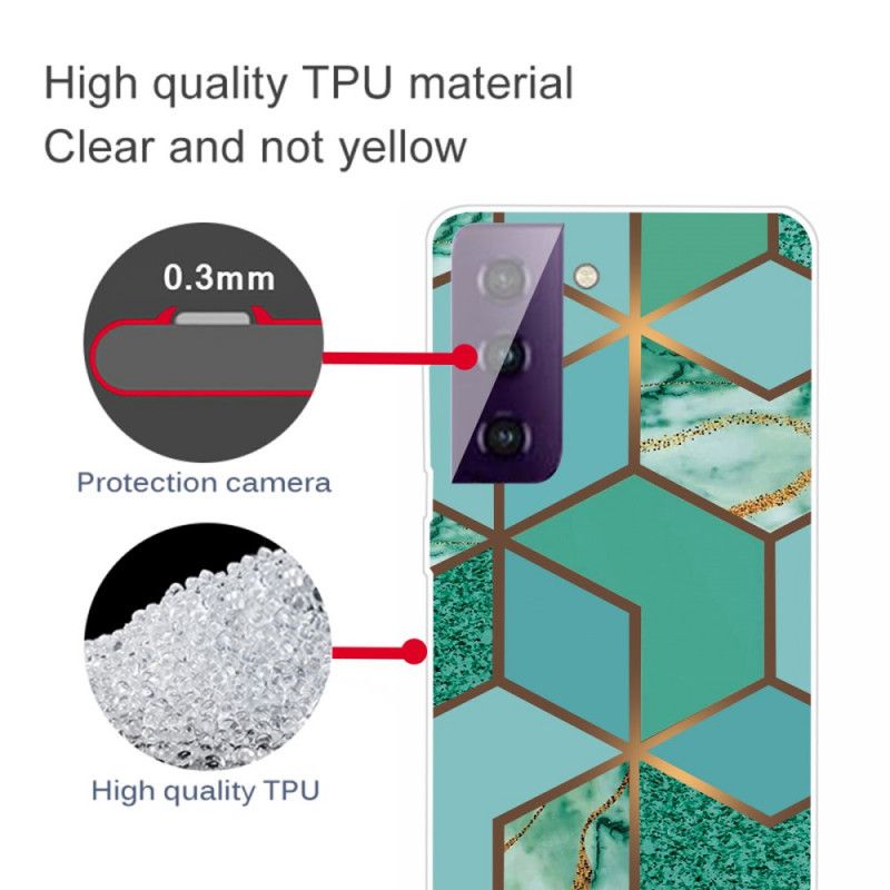 Etui Samsung Galaxy S21 5G Biały Czarny Geometryczny Marmur Etui Ochronne