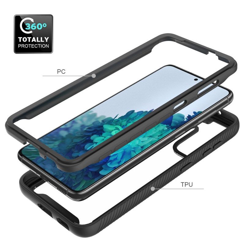 Etui Samsung Galaxy S21 5G Biały Czarny Hybrydowe Fazowane Krawędzie Etui Ochronne