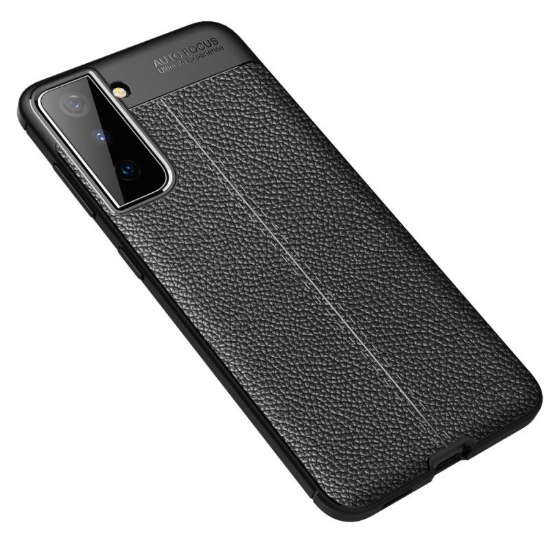 Etui Samsung Galaxy S21 5G Czerwony Czarny Efekt Skóry Z Podwójną Linią Liczi