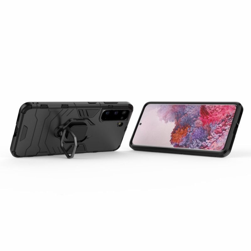 Etui Samsung Galaxy S21 5G Czerwony Czarny Pierścień Oporowy Etui Ochronne