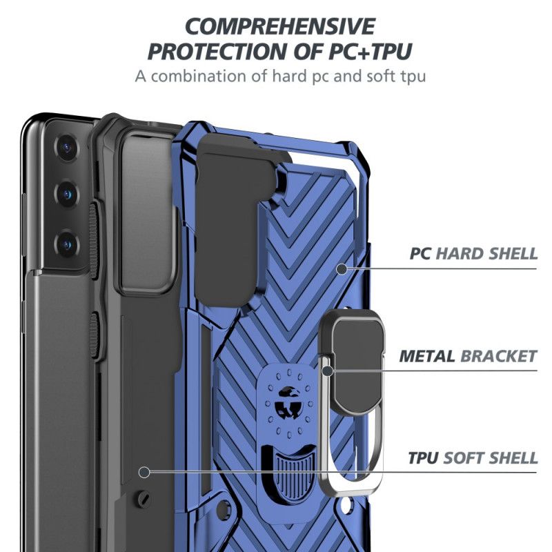 Etui Samsung Galaxy S21 5G Czerwony Czarny Zdejmowany Uchwyt Pierścieniowy