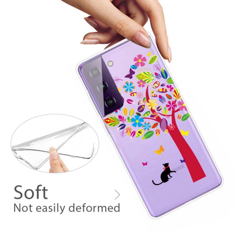 Etui Samsung Galaxy S21 5G Kot Pod Drzewem Etui Ochronne