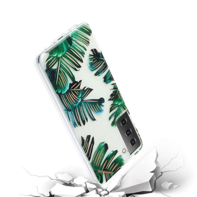 Etui Samsung Galaxy S21 5G Przezroczyste Zielone Liście