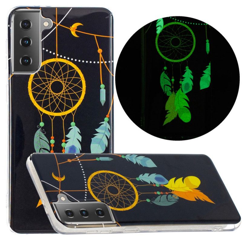 Etui Samsung Galaxy S21 5G Żółty Czarny Fluorescencyjny Łapacz Snów