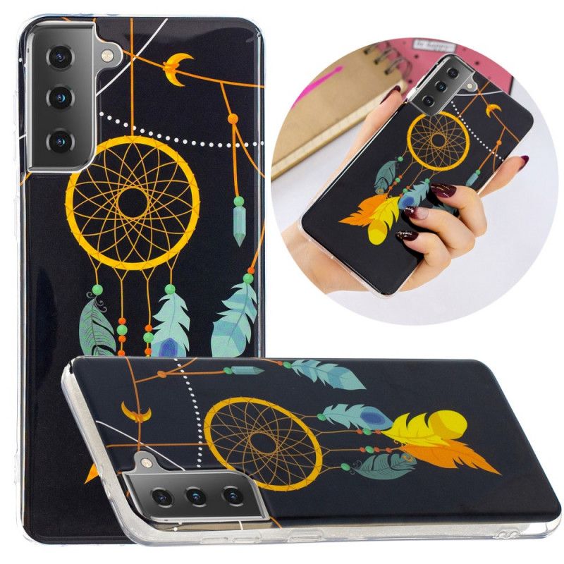 Etui Samsung Galaxy S21 5G Żółty Czarny Fluorescencyjny Łapacz Snów