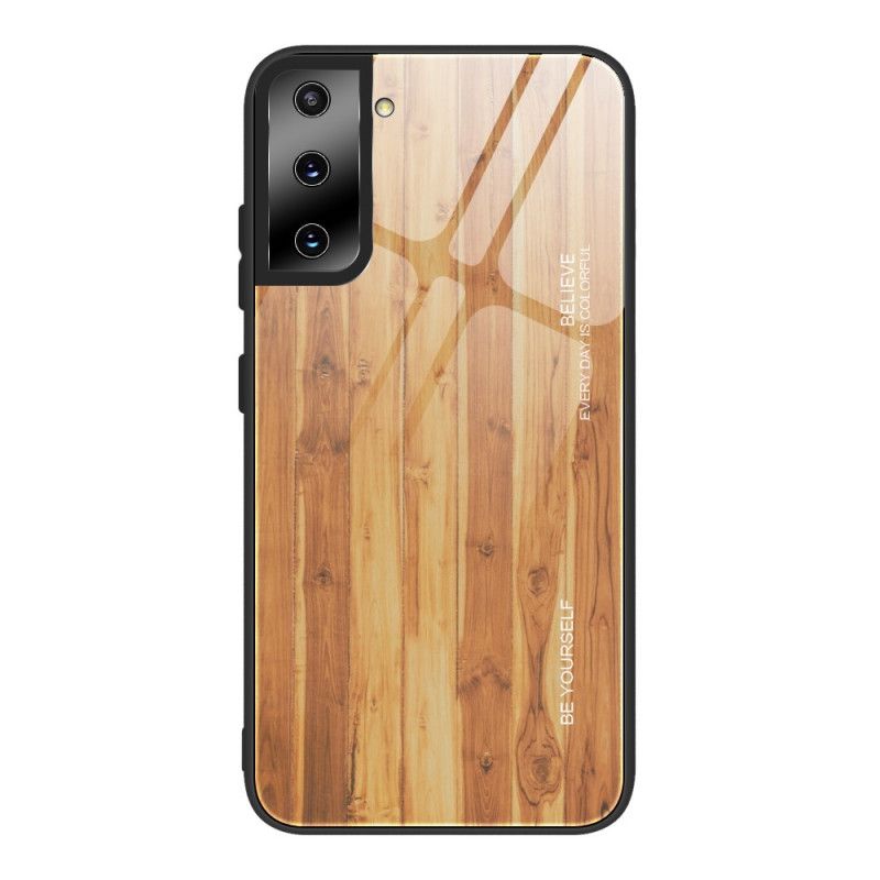 Etui Samsung Galaxy S21 5G Szary Czarny Szkło Hartowane W Designie Z Drewna Etui Ochronne