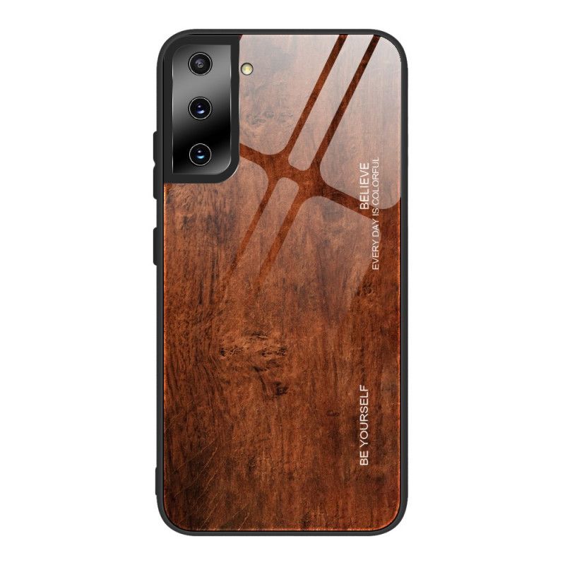 Etui Samsung Galaxy S21 5G Szary Czarny Szkło Hartowane W Designie Z Drewna Etui Ochronne