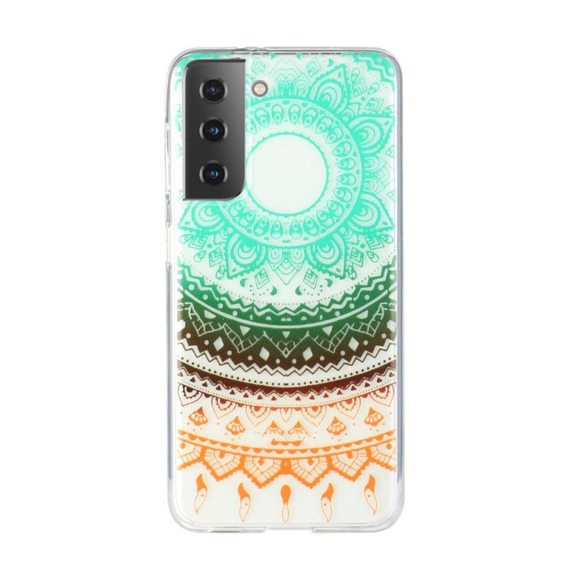 Etui Samsung Galaxy S21 5G Zielony Czarny Przezroczysta Mandala Kwiatowa