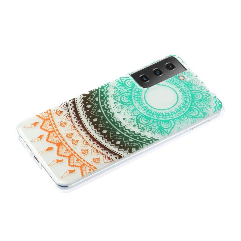 Etui Samsung Galaxy S21 5G Zielony Czarny Przezroczysta Mandala Kwiatowa