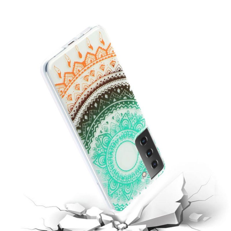 Etui Samsung Galaxy S21 5G Zielony Czarny Przezroczysta Mandala Kwiatowa