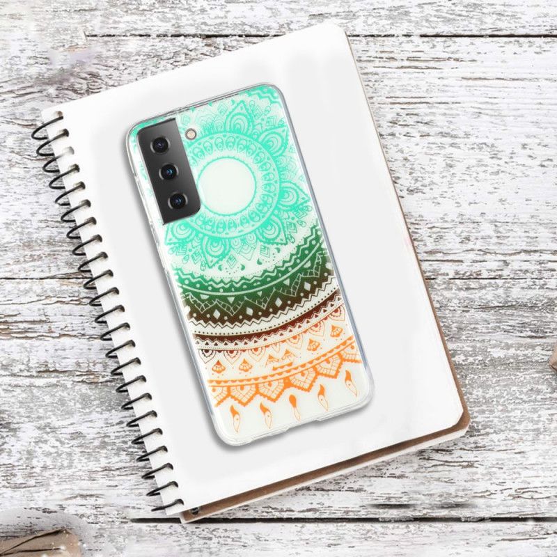 Etui Samsung Galaxy S21 5G Zielony Czarny Przezroczysta Mandala Kwiatowa