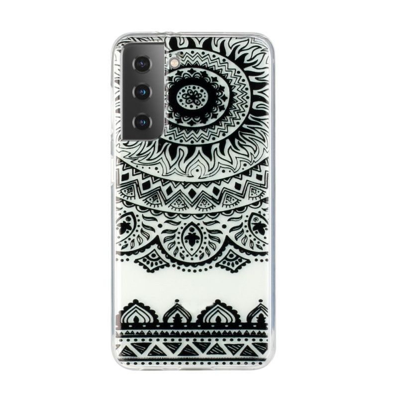 Etui Samsung Galaxy S21 5G Zielony Czarny Przezroczysta Mandala Kwiatowa