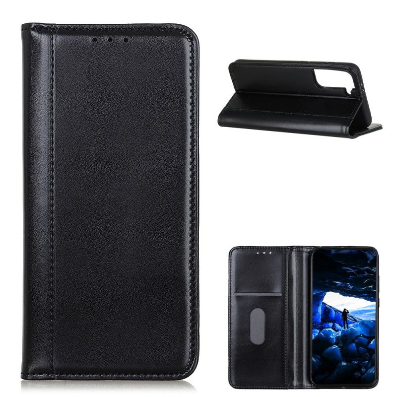 Flip Kotelot Samsung Galaxy S21 5G Czerwony Czarny Błyszcząca Dwoina Etui Ochronne