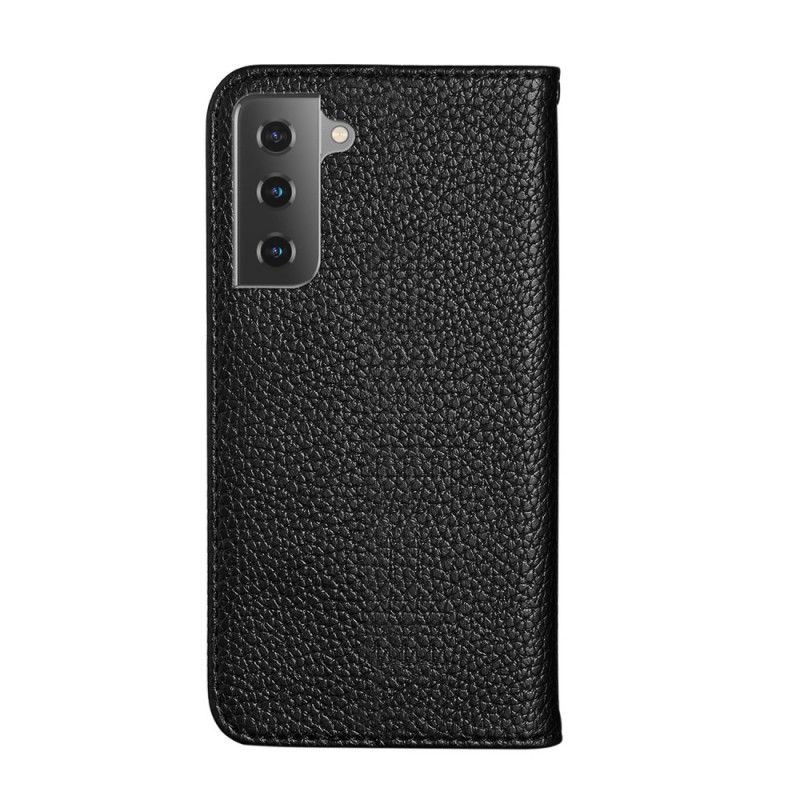 Flip Kotelot Samsung Galaxy S21 5G Szary Czarny Ultra Elegancka Imitacja Skóry Liczi Etui Ochronne