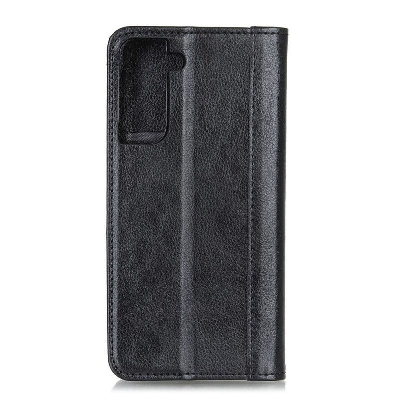 Flip Kotelot Samsung Galaxy S21 5G Zielony Czarny Elegancka Dwoina Z Liczi Etui Ochronne