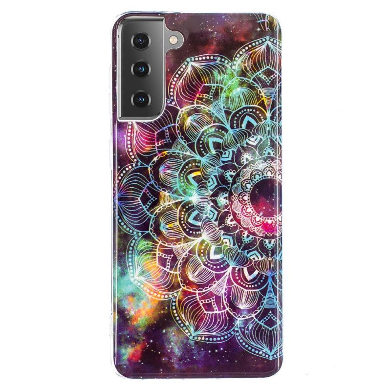 Futerały Samsung Galaxy S21 5G Ciemnoczerwony Czarny Etui na Telefon Fluorescencyjna Seria Kwiatowa