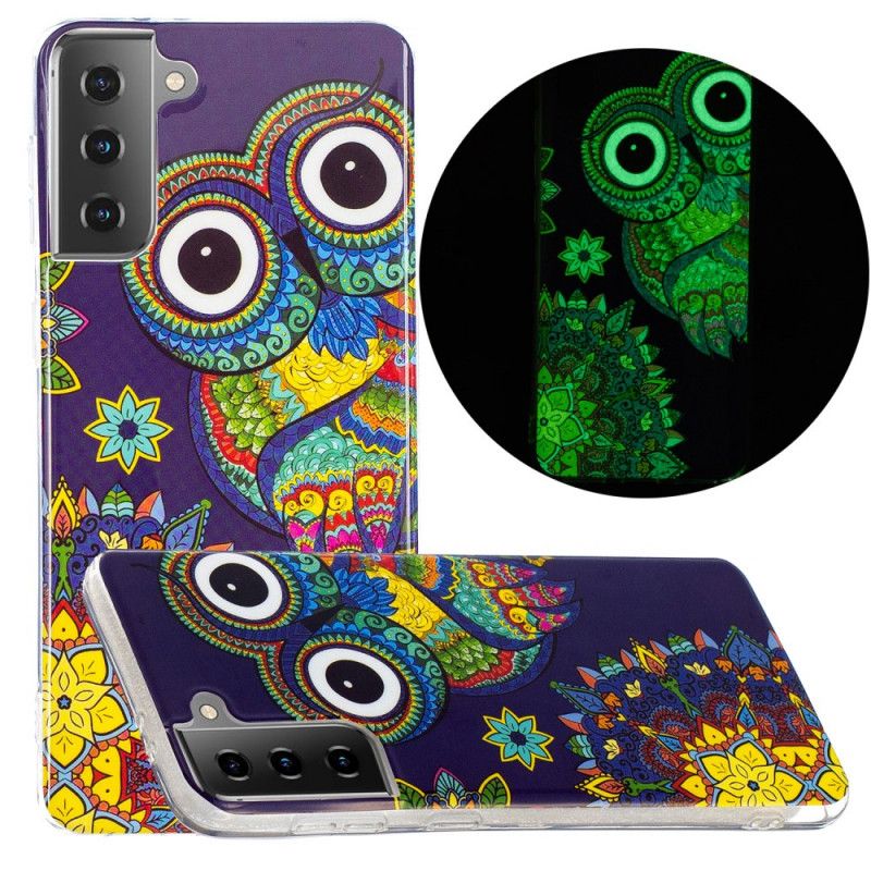 Futerały Samsung Galaxy S21 5G Etui na Telefon Fluorescencyjna Sowa Mandala