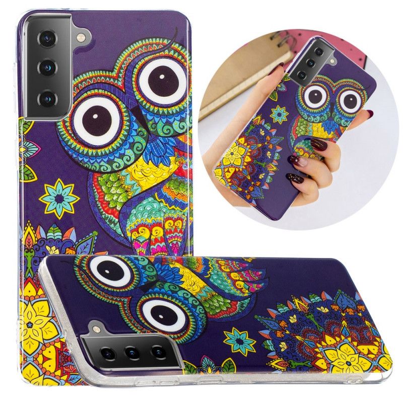 Futerały Samsung Galaxy S21 5G Etui na Telefon Fluorescencyjna Sowa Mandala