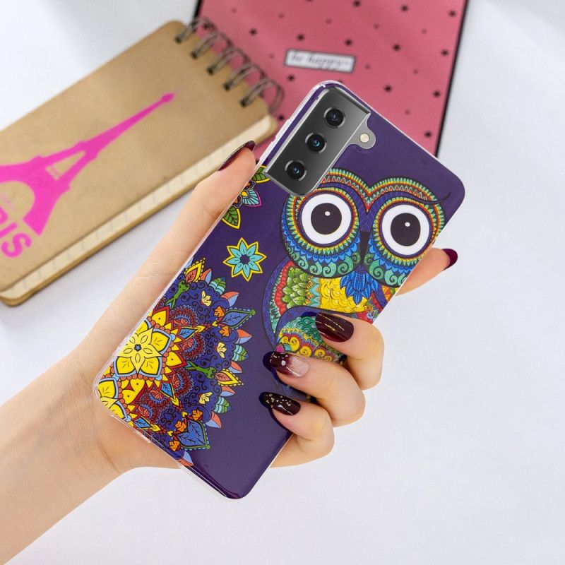 Futerały Samsung Galaxy S21 5G Etui na Telefon Fluorescencyjna Sowa Mandala