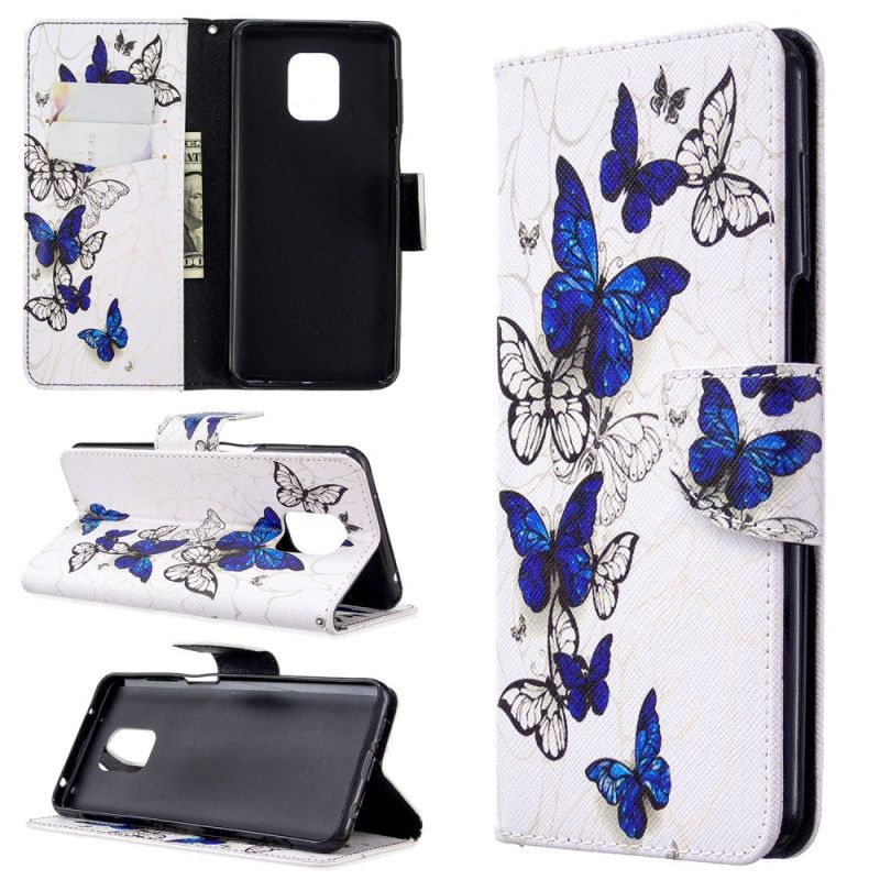 Etui Folio Xiaomi Redmi Note 9S / Note 9 Pro Biały Czarny Niesamowite Motyle Etui Ochronne