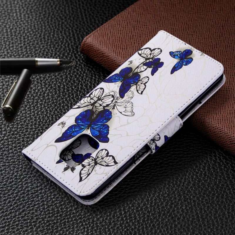 Etui Folio Xiaomi Redmi Note 9S / Note 9 Pro Biały Czarny Niesamowite Motyle Etui Ochronne