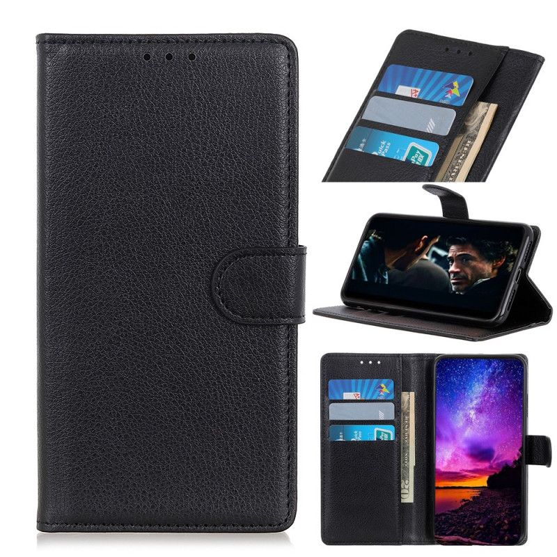 Etui Folio Xiaomi Redmi Note 9S / Note 9 Pro Czarny Efekt Skóry Lychee Premium