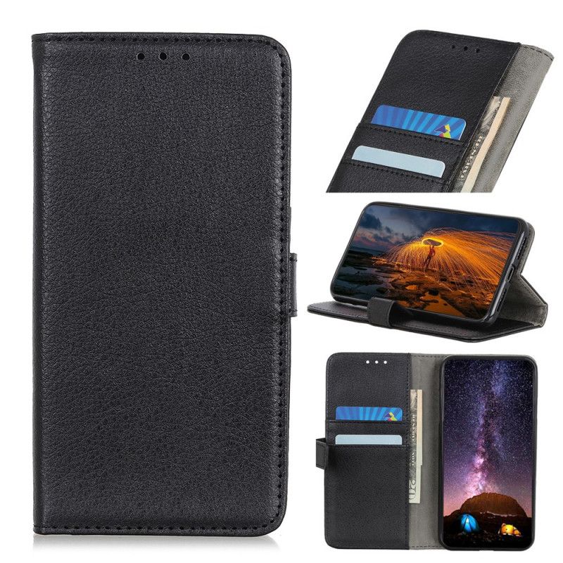 Etui Folio Xiaomi Redmi Note 9S / Note 9 Pro Czarny Liczi Teksturowane Etui Ochronne