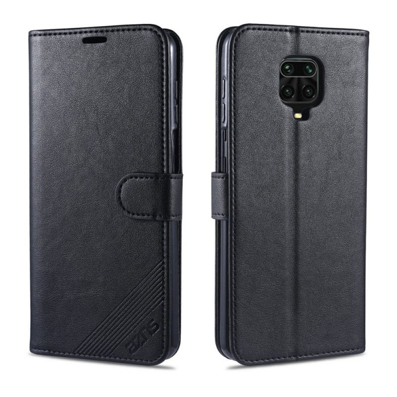 Etui Folio Xiaomi Redmi Note 9S / Note 9 Pro Czerwony Czarny Azns Imitacja Skóry Etui Ochronne