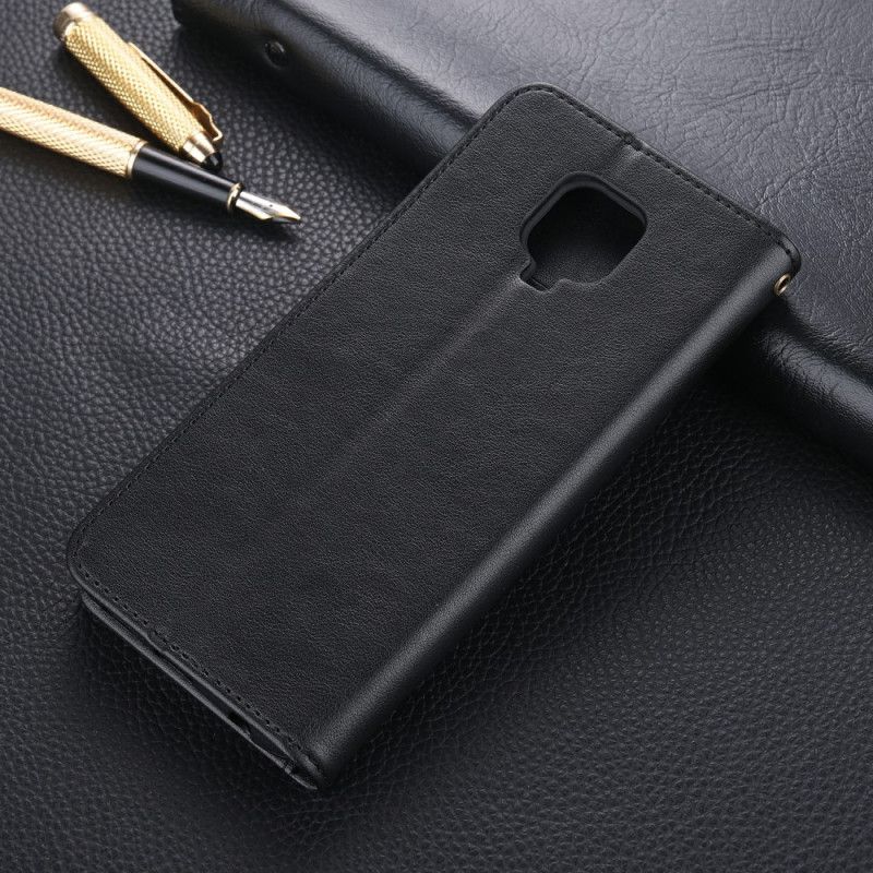 Etui Folio Xiaomi Redmi Note 9S / Note 9 Pro Czerwony Czarny Azns Imitacja Skóry Etui Ochronne