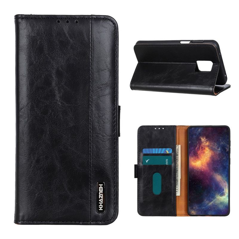 Etui Folio Xiaomi Redmi Note 9S / Note 9 Pro Czerwony Czarny Elegancja Skórzana Khazneh Etui Ochronne