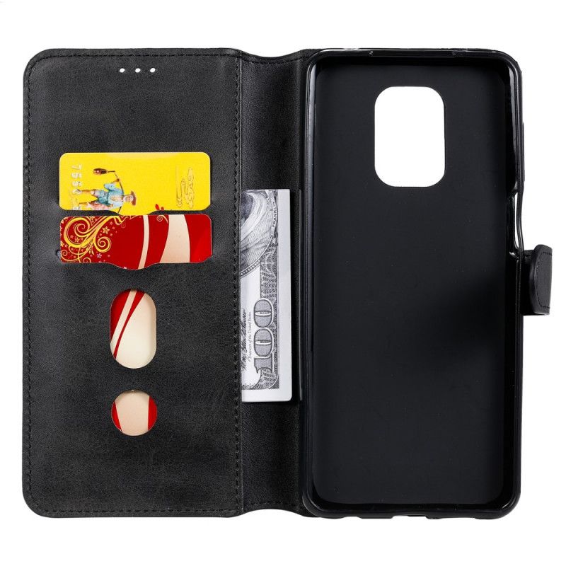 Etui Folio Xiaomi Redmi Note 9S / Note 9 Pro Czerwony Czarny Klasyczny Styl Skóry