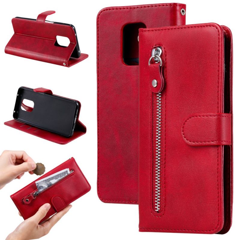 Etui Folio Xiaomi Redmi Note 9S / Note 9 Pro Czerwony Czarny Portfel Etui Ochronne