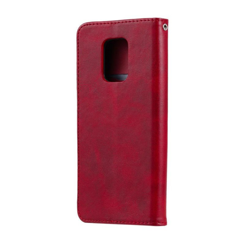 Etui Folio Xiaomi Redmi Note 9S / Note 9 Pro Czerwony Czarny Portfel Etui Ochronne