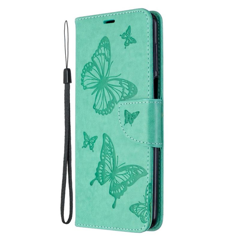 Etui Folio Xiaomi Redmi Note 9S / Note 9 Pro Magenta Szary Motylki Stringi