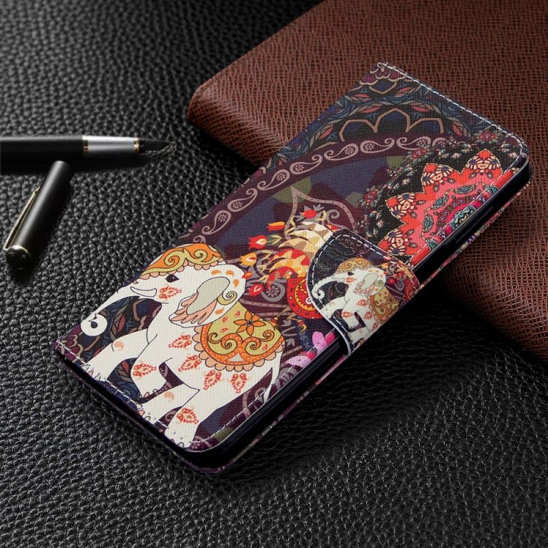 Etui Folio Xiaomi Redmi Note 9S / Note 9 Pro Słonie Indyjskie Etui Ochronne