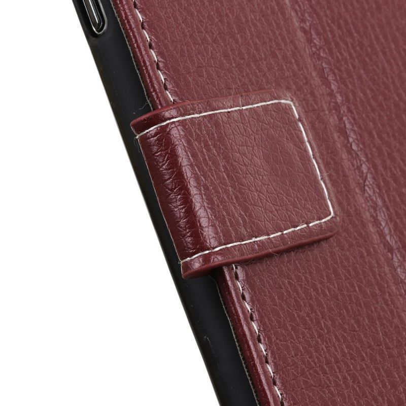 Etui Folio Xiaomi Redmi Note 9S / Note 9 Pro Srebrny Czarny Szyty Efekt Skóry Liczi