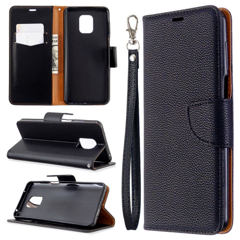 Etui Folio Xiaomi Redmi Note 9S / Note 9 Pro Szary Czarny Efekt Skóry Liczi Etui Ochronne