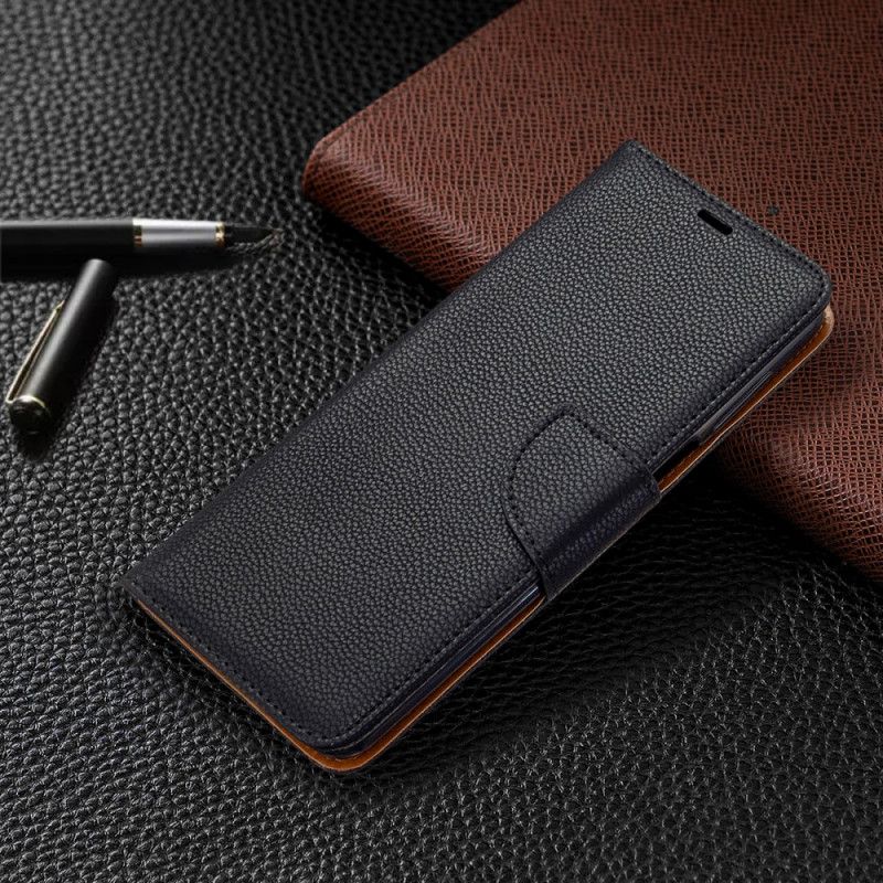 Etui Folio Xiaomi Redmi Note 9S / Note 9 Pro Szary Czarny Efekt Skóry Liczi Etui Ochronne