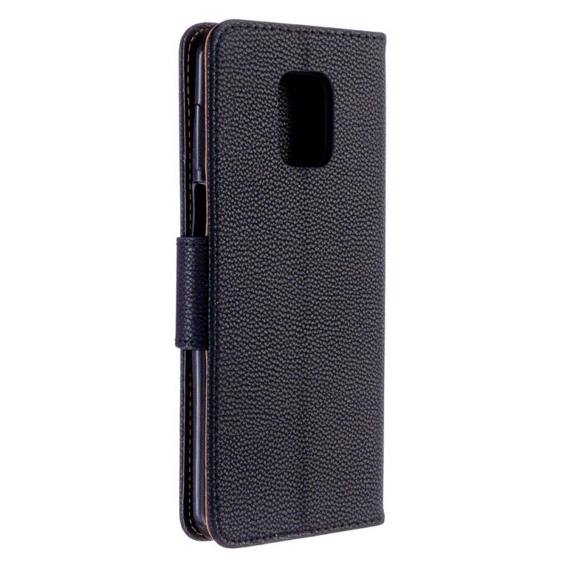 Etui Folio Xiaomi Redmi Note 9S / Note 9 Pro Szary Czarny Efekt Skóry Liczi Etui Ochronne