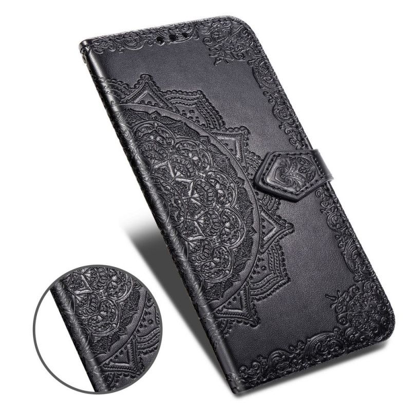 Etui Folio Xiaomi Redmi Note 9S / Note 9 Pro Szary Czarny Mandala W Średnim Wieku