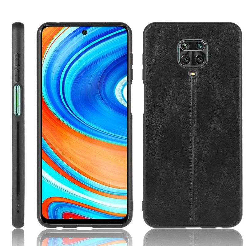 Etui Xiaomi Redmi Note 9S / Note 9 Pro Czerwony Czarny Efekt Szytej Skóry Etui Ochronne