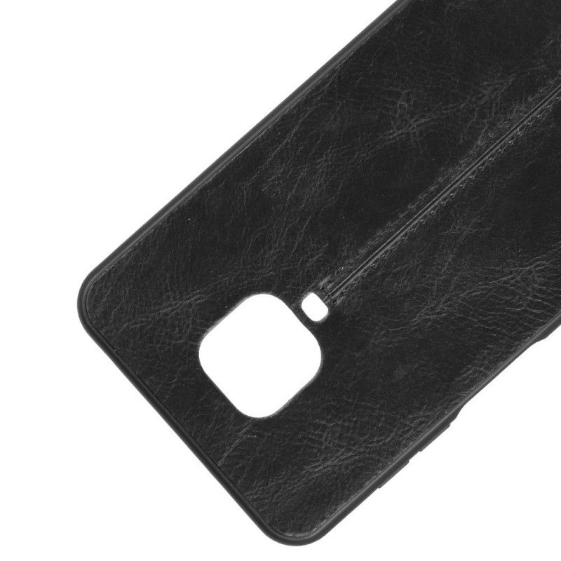 Etui Xiaomi Redmi Note 9S / Note 9 Pro Czerwony Czarny Efekt Szytej Skóry Etui Ochronne